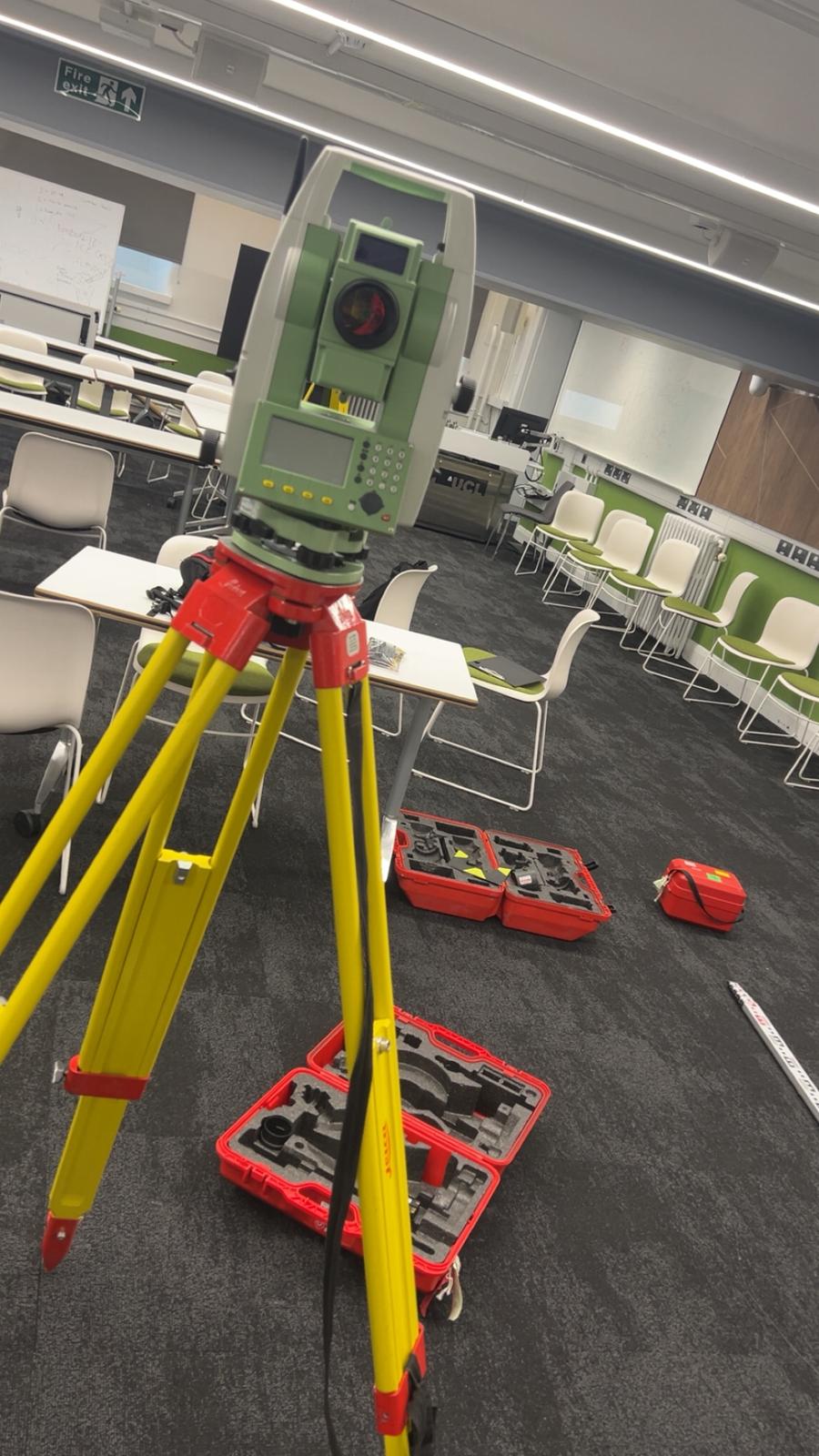 Surveying equipment set up in a university lab